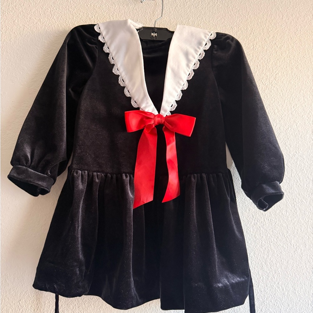 Rare Editions end int ladies garment worker unionBlack Velvet Dress with Red Bow